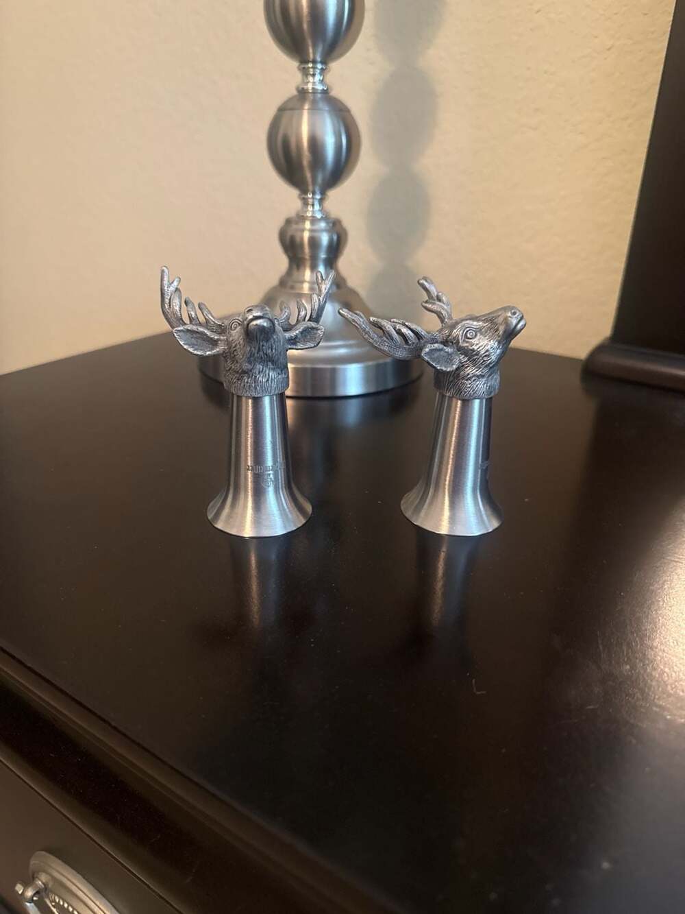 Jagermeister Pewter Stag Head Shot Glass Set of 2